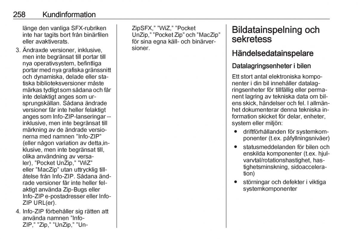 Opel Astra K V 5 instruktionsbok / page 260