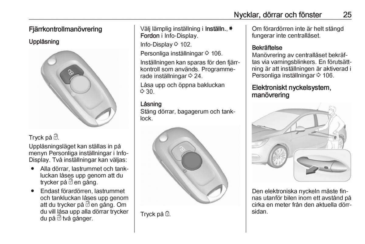 Opel Astra K V 5 instruktionsbok / page 27