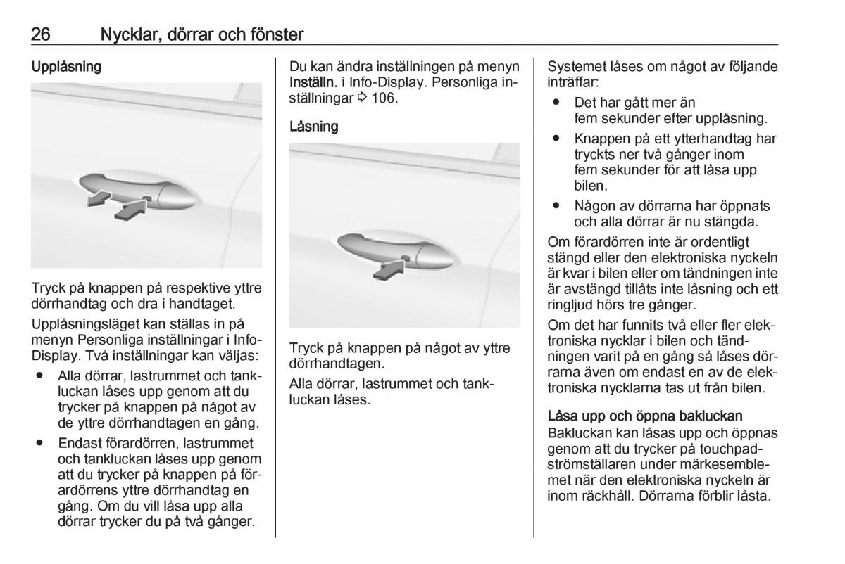 Opel Astra K V 5 instruktionsbok / page 28