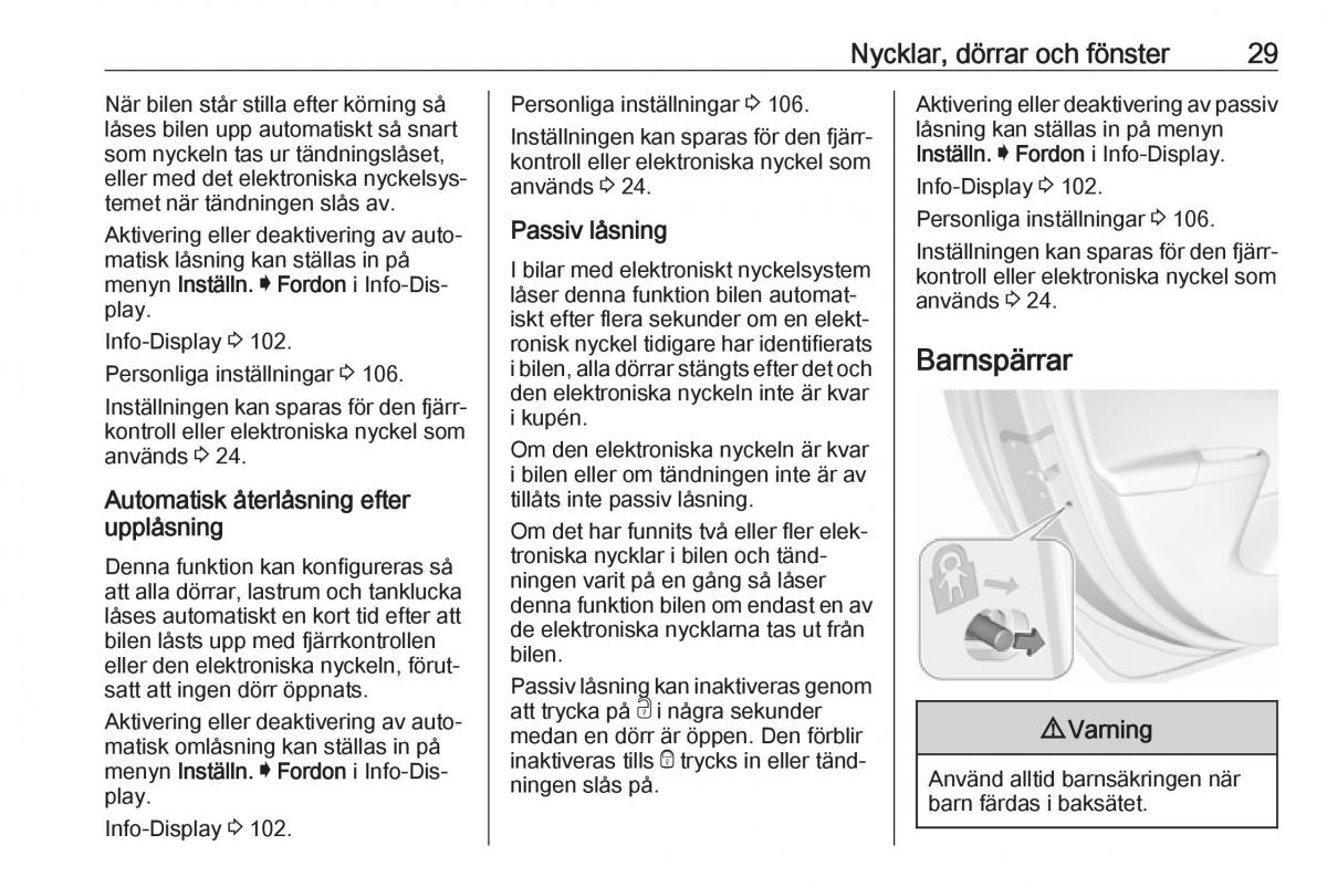 Opel Astra K V 5 instruktionsbok / page 31