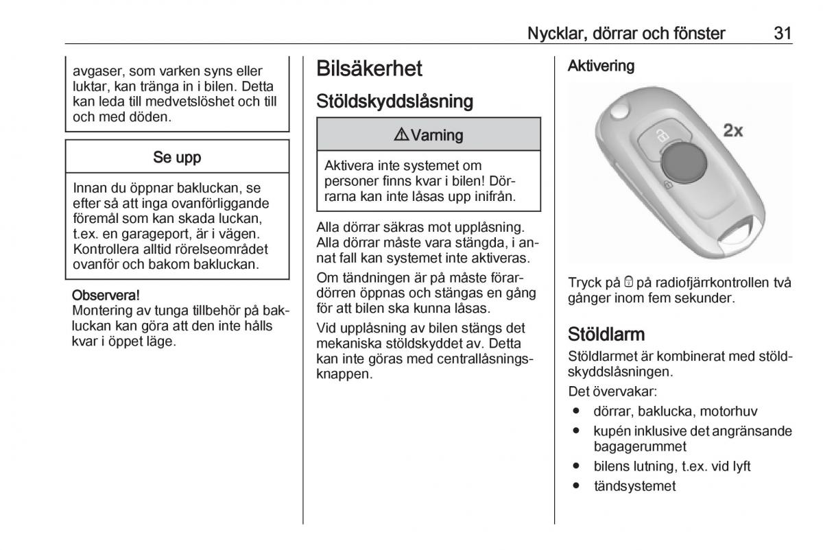 Opel Astra K V 5 instruktionsbok / page 33