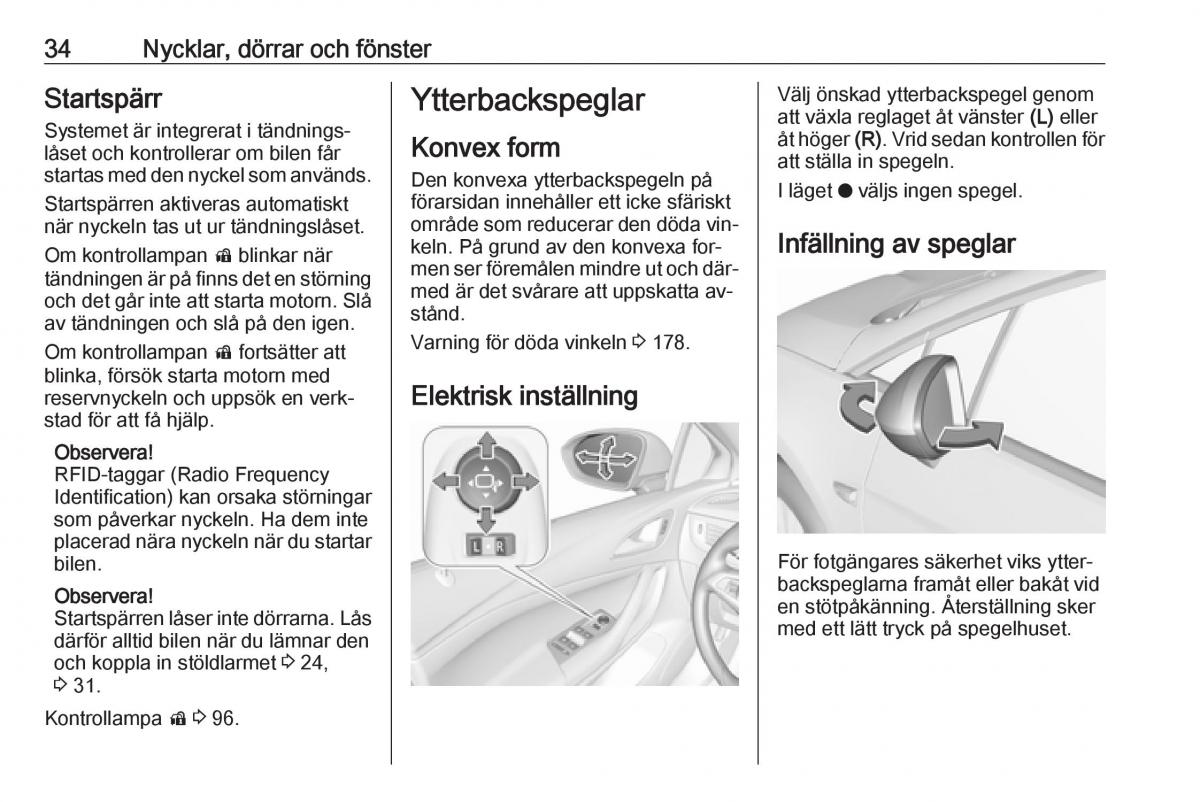 Opel Astra K V 5 instruktionsbok / page 36