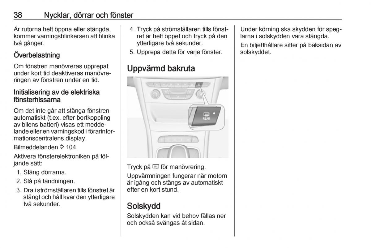 Opel Astra K V 5 instruktionsbok / page 40