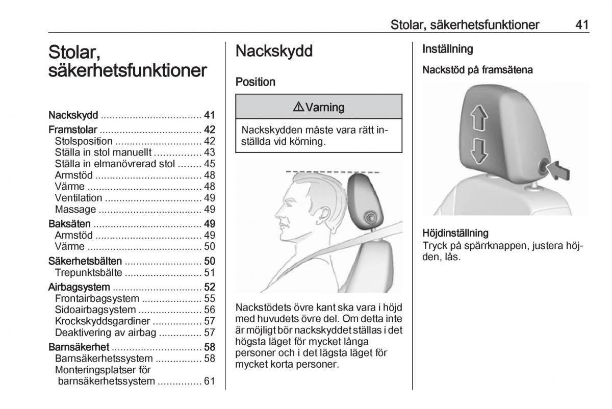 Opel Astra K V 5 instruktionsbok / page 43