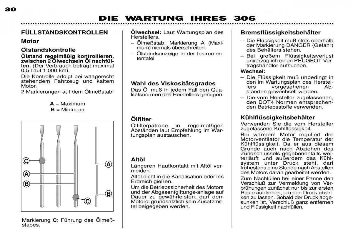 Peugeot 306 Break PH3 Handbuch / page 95