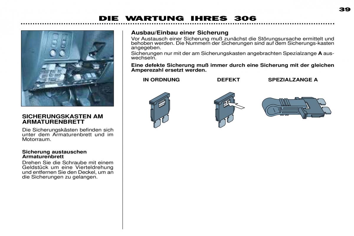 Peugeot 306 Break PH3 Handbuch / page 106