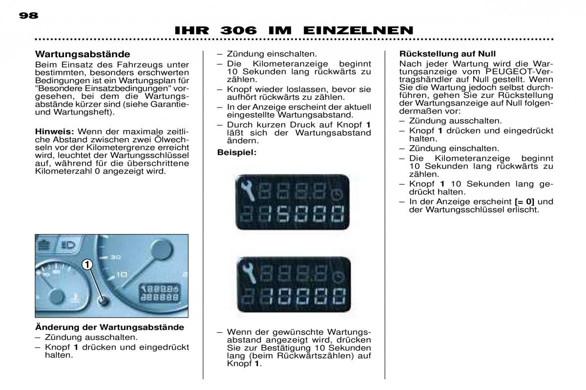 Peugeot 306 Break PH3 Handbuch / page 16