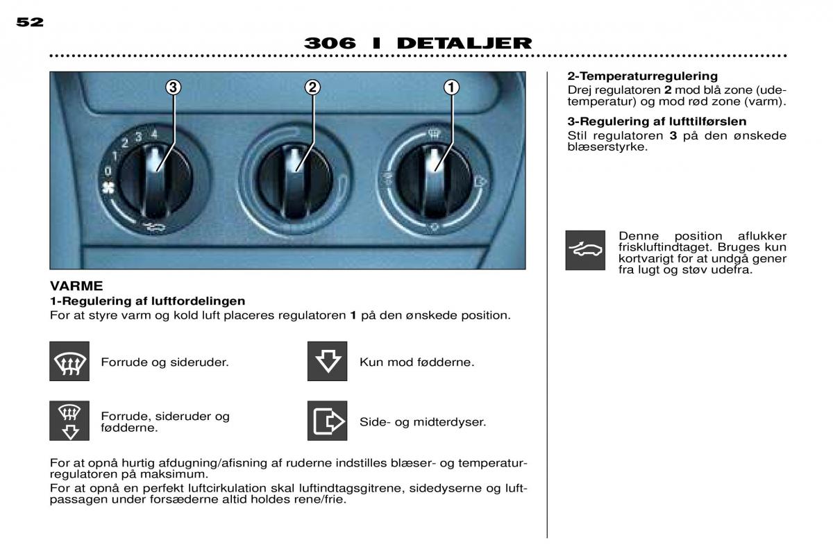 Peugeot 306 Break PH3 Bilens instruktionsbog / page 58