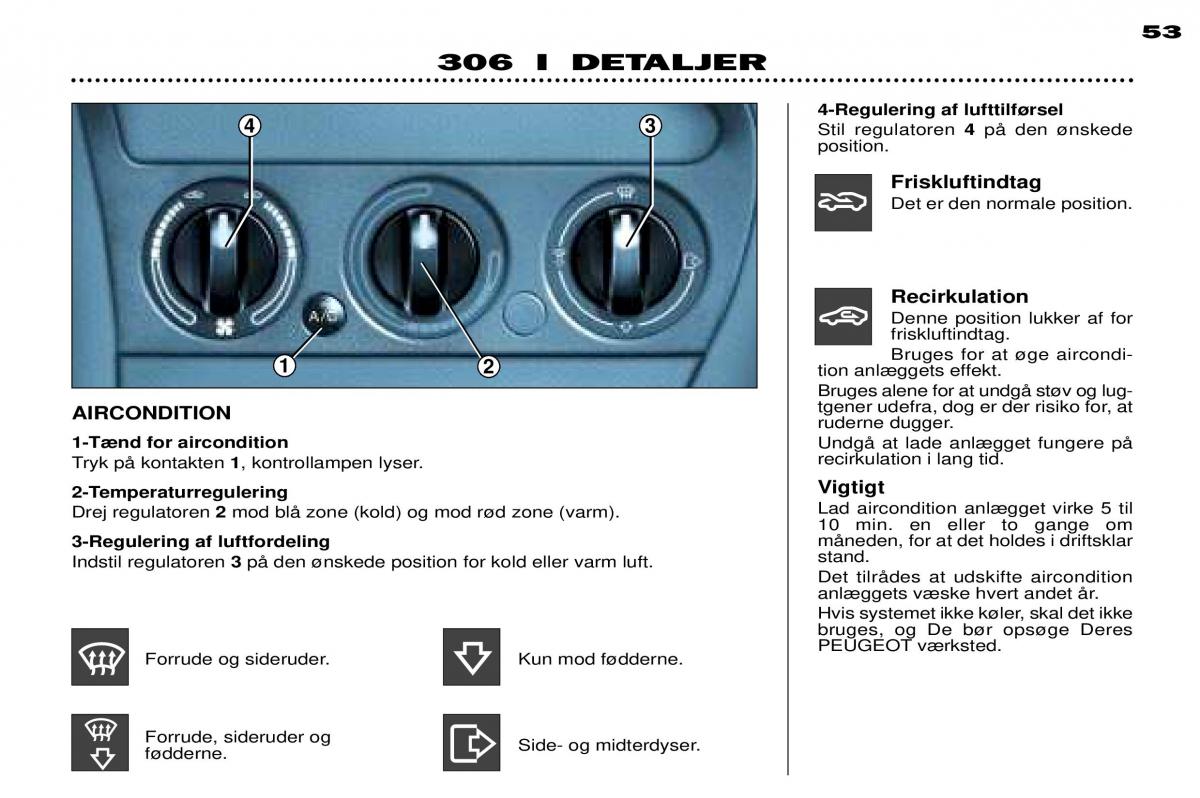 Peugeot 306 Break PH3 Bilens instruktionsbog / page 59