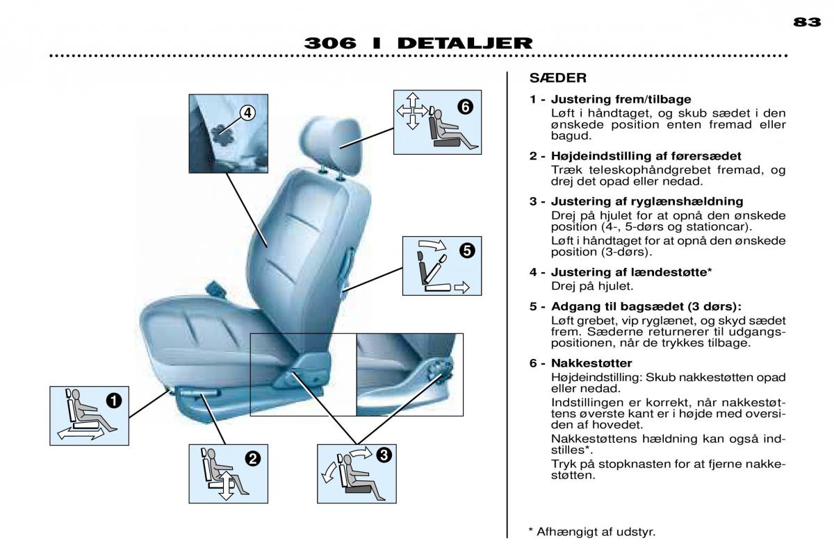 Peugeot 306 Break PH3 Bilens instruktionsbog / page 62