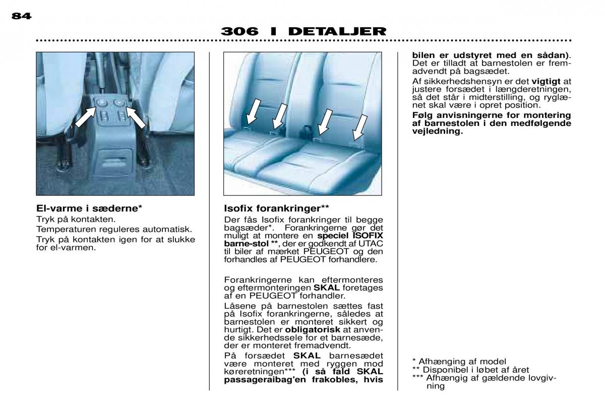 Peugeot 306 Break PH3 Bilens instruktionsbog / page 63