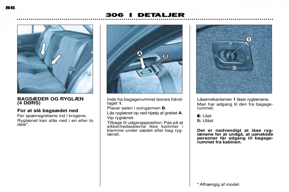 Peugeot 306 Break PH3 Bilens instruktionsbog / page 65