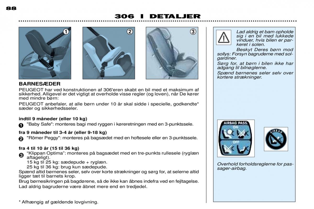 Peugeot 306 Break PH3 Bilens instruktionsbog / page 68