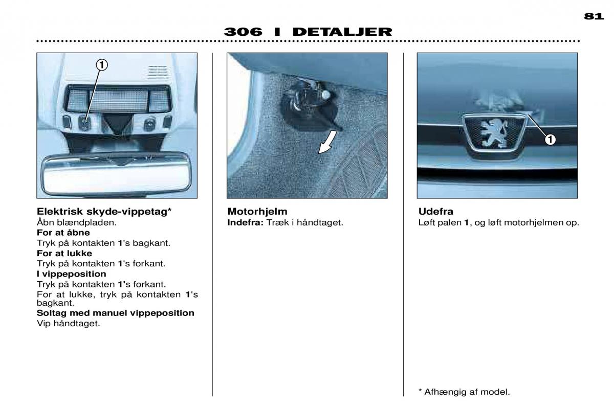 Peugeot 306 Break PH3 Bilens instruktionsbog / page 73