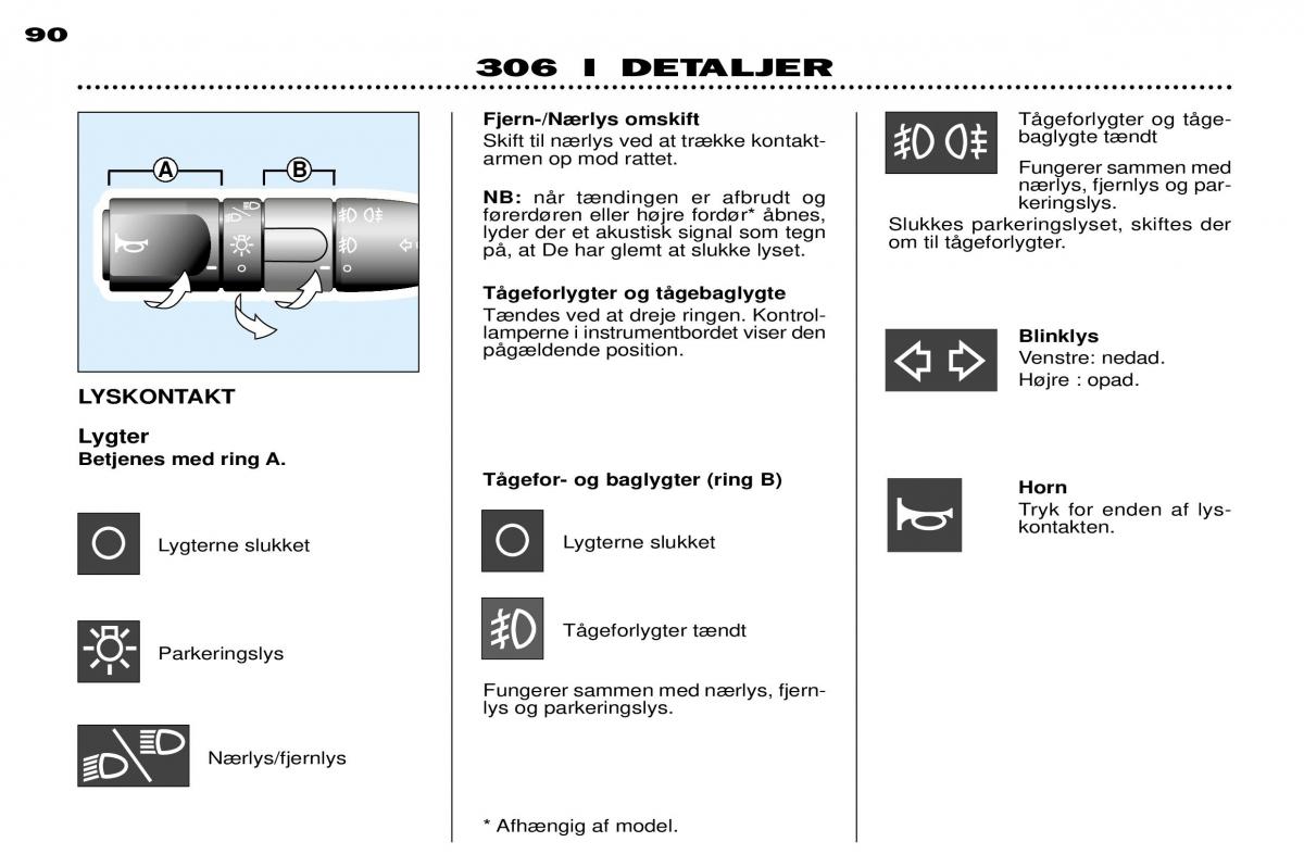 Peugeot 306 Break PH3 Bilens instruktionsbog / page 75