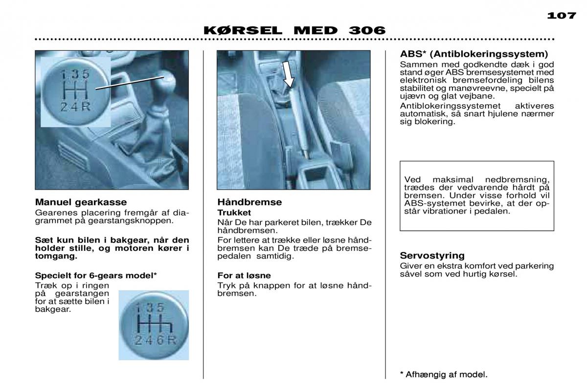 Peugeot 306 Break PH3 Bilens instruktionsbog / page 84