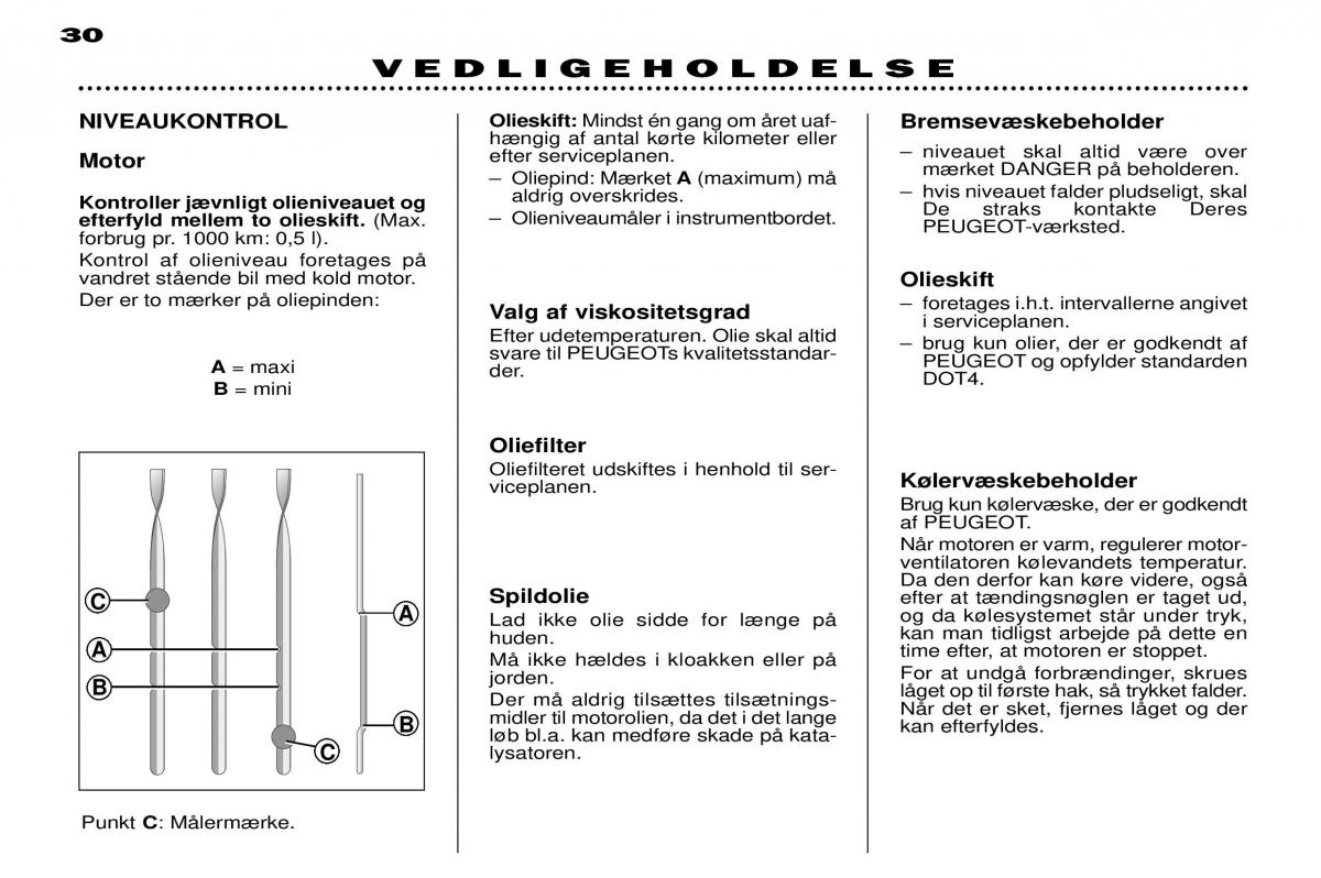 Peugeot 306 Break PH3 Bilens instruktionsbog / page 95