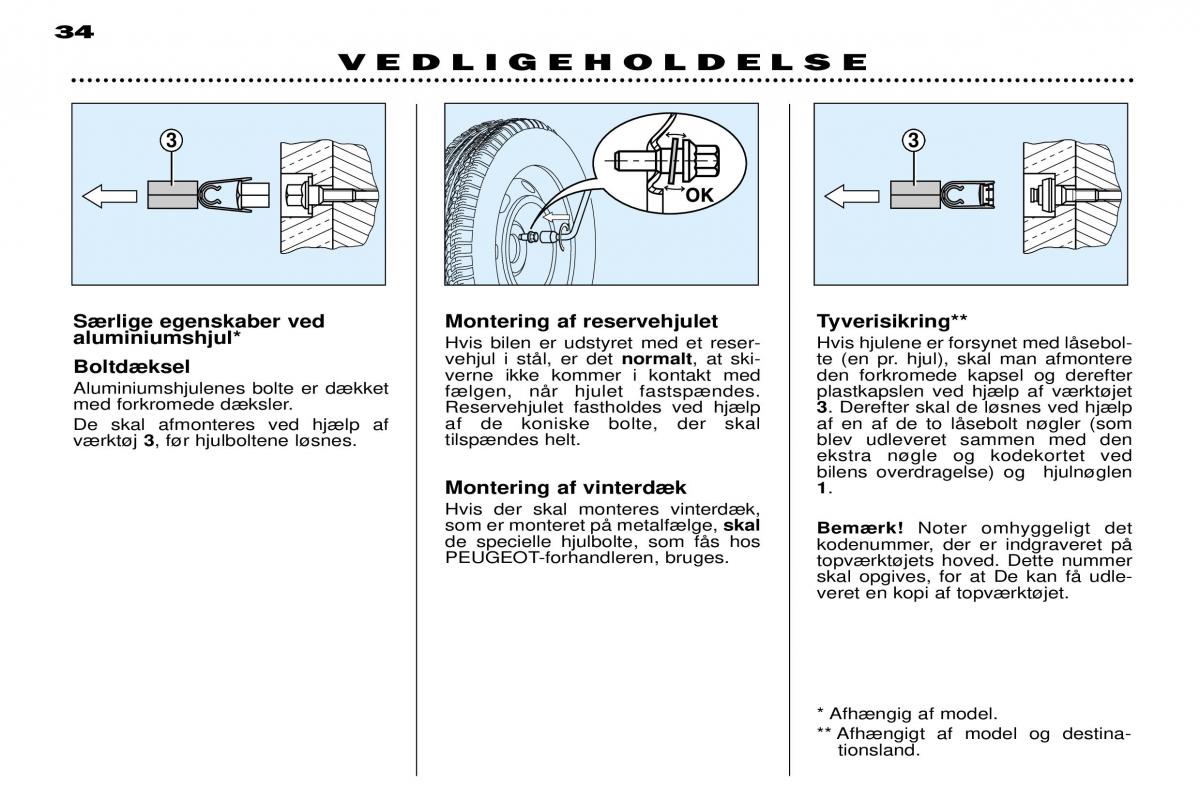 Peugeot 306 Break PH3 Bilens instruktionsbog / page 100