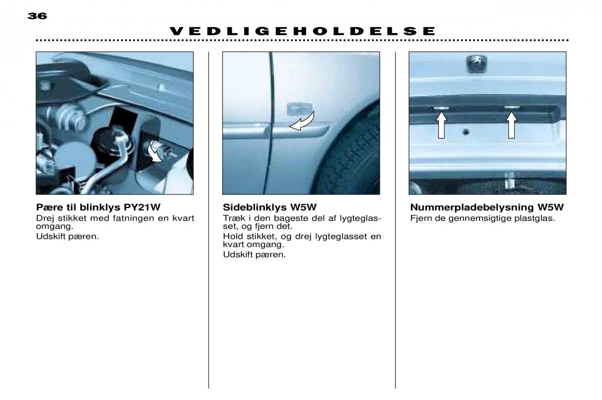 Peugeot 306 Break PH3 Bilens instruktionsbog / page 102