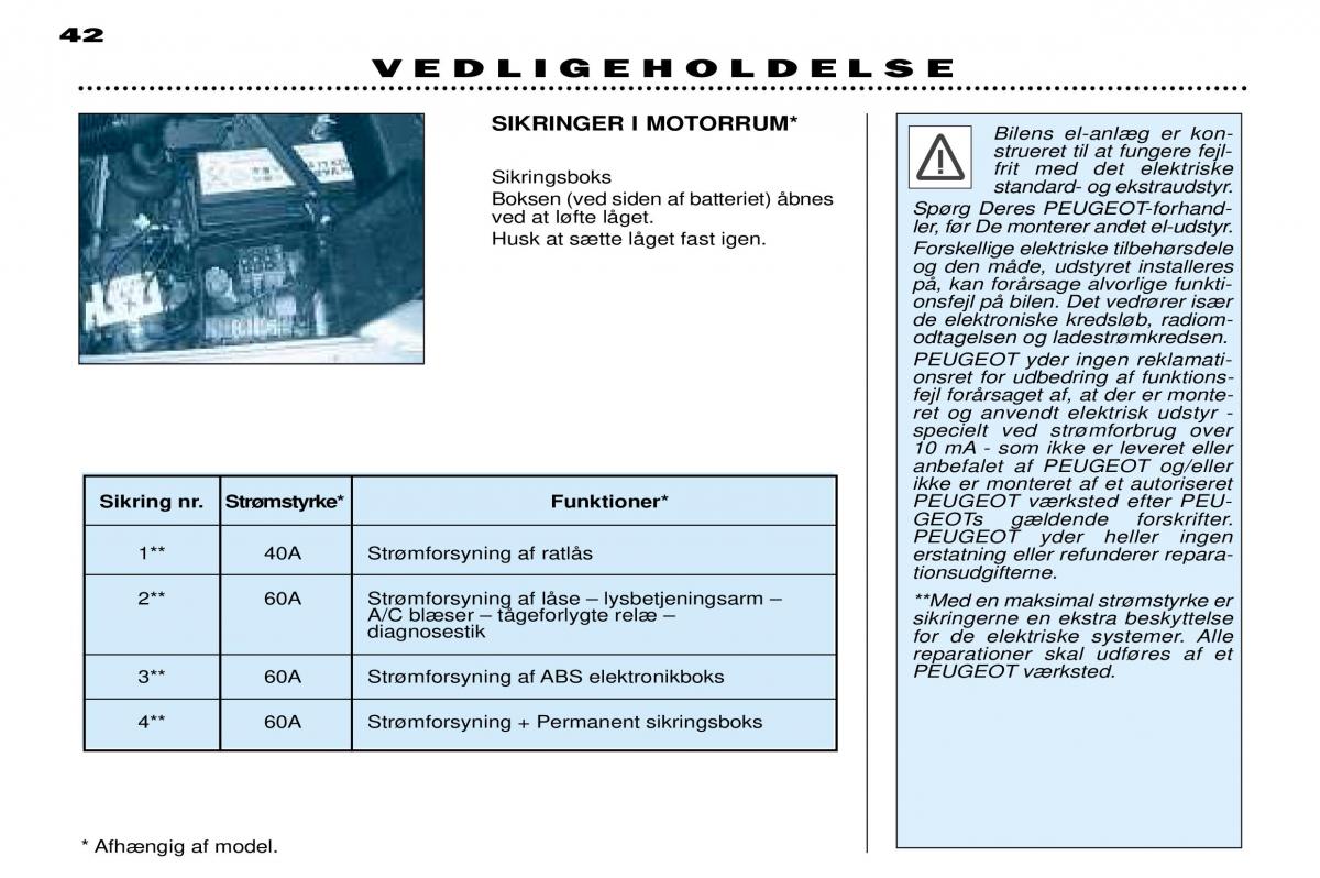 Peugeot 306 Break PH3 Bilens instruktionsbog / page 107