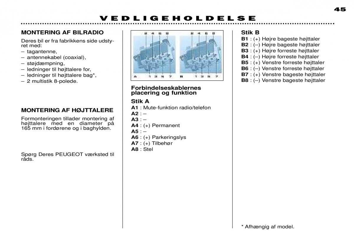 Peugeot 306 Break PH3 Bilens instruktionsbog / page 113