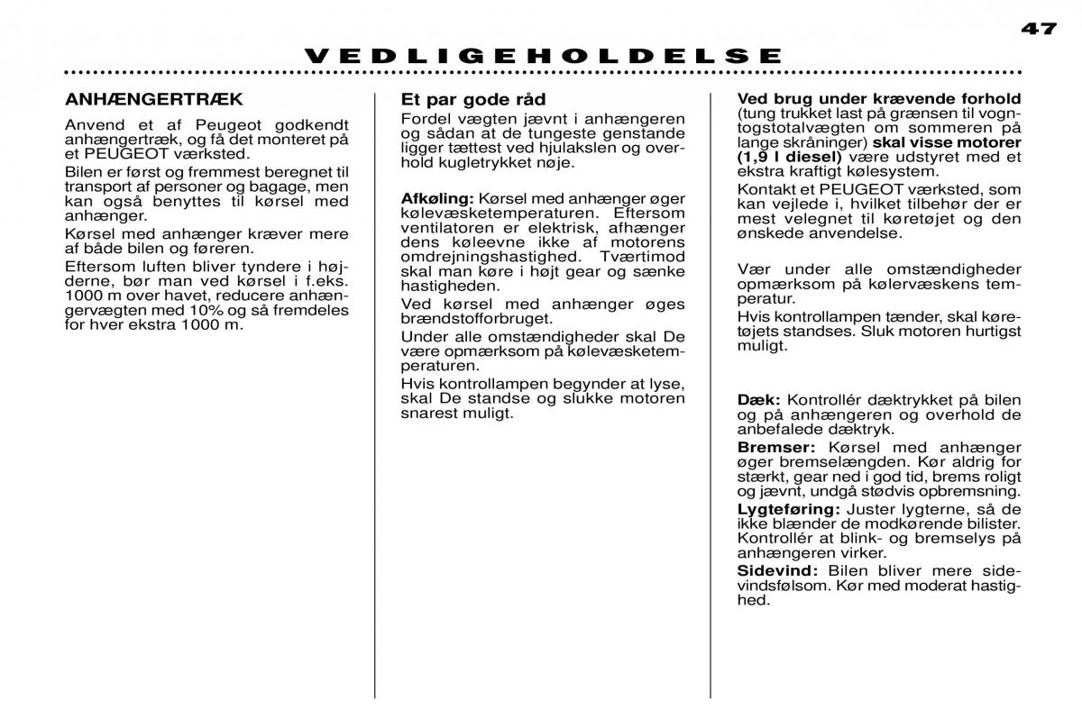 Peugeot 306 Break PH3 Bilens instruktionsbog / page 115