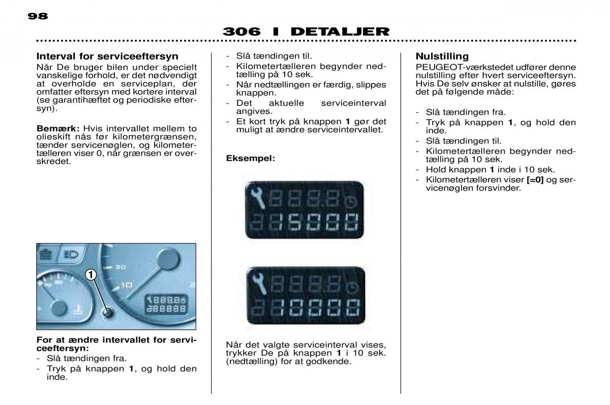 Peugeot 306 Break PH3 Bilens instruktionsbog / page 16