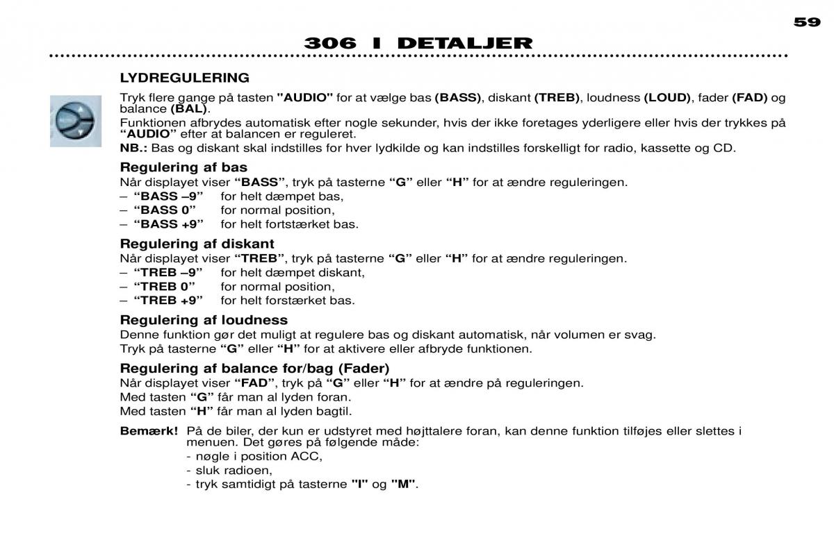 Peugeot 306 Break PH3 Bilens instruktionsbog / page 35