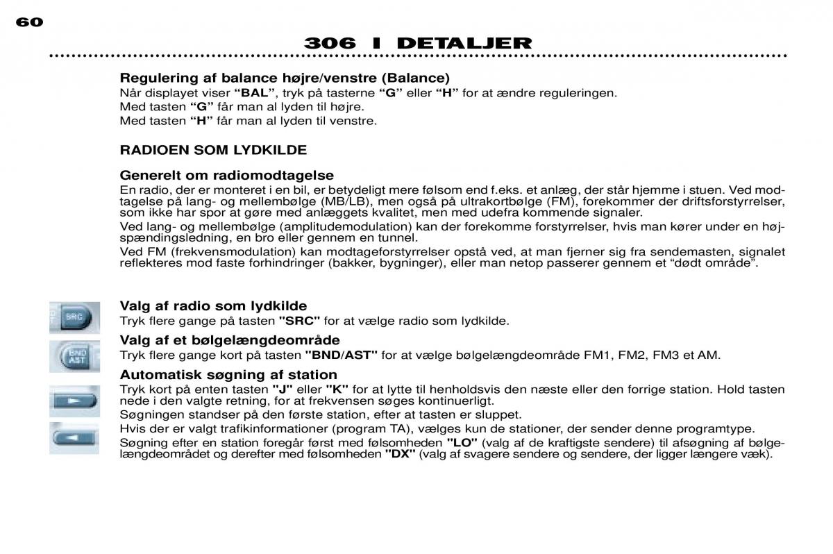 Peugeot 306 Break PH3 Bilens instruktionsbog / page 36