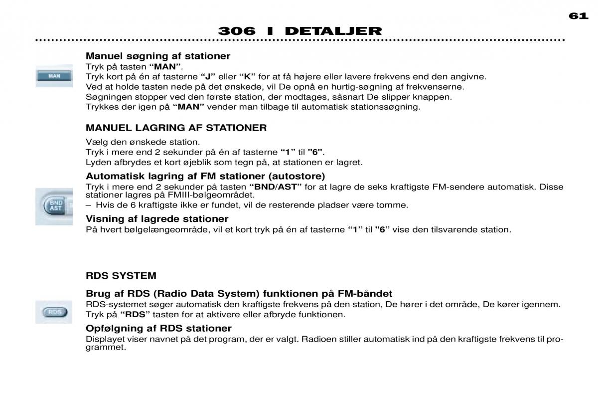 Peugeot 306 Break PH3 Bilens instruktionsbog / page 38