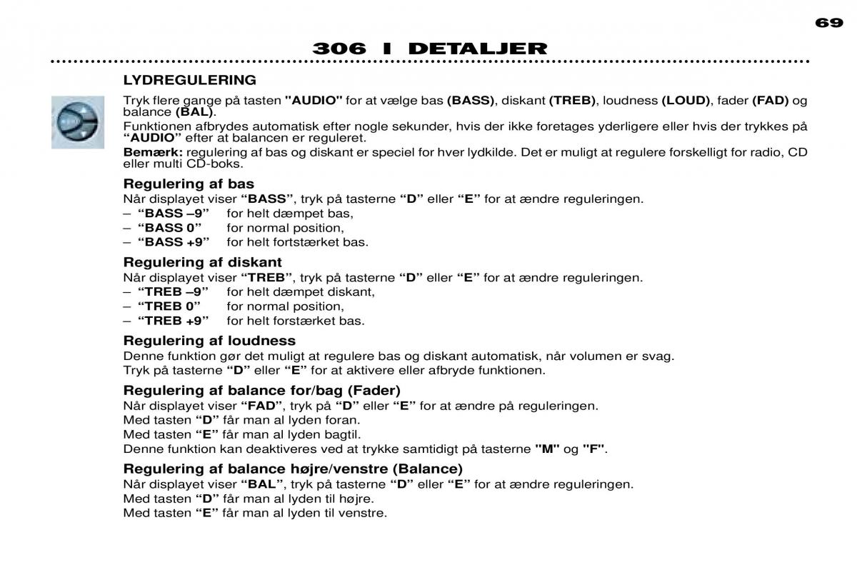 Peugeot 306 Break PH3 Bilens instruktionsbog / page 46