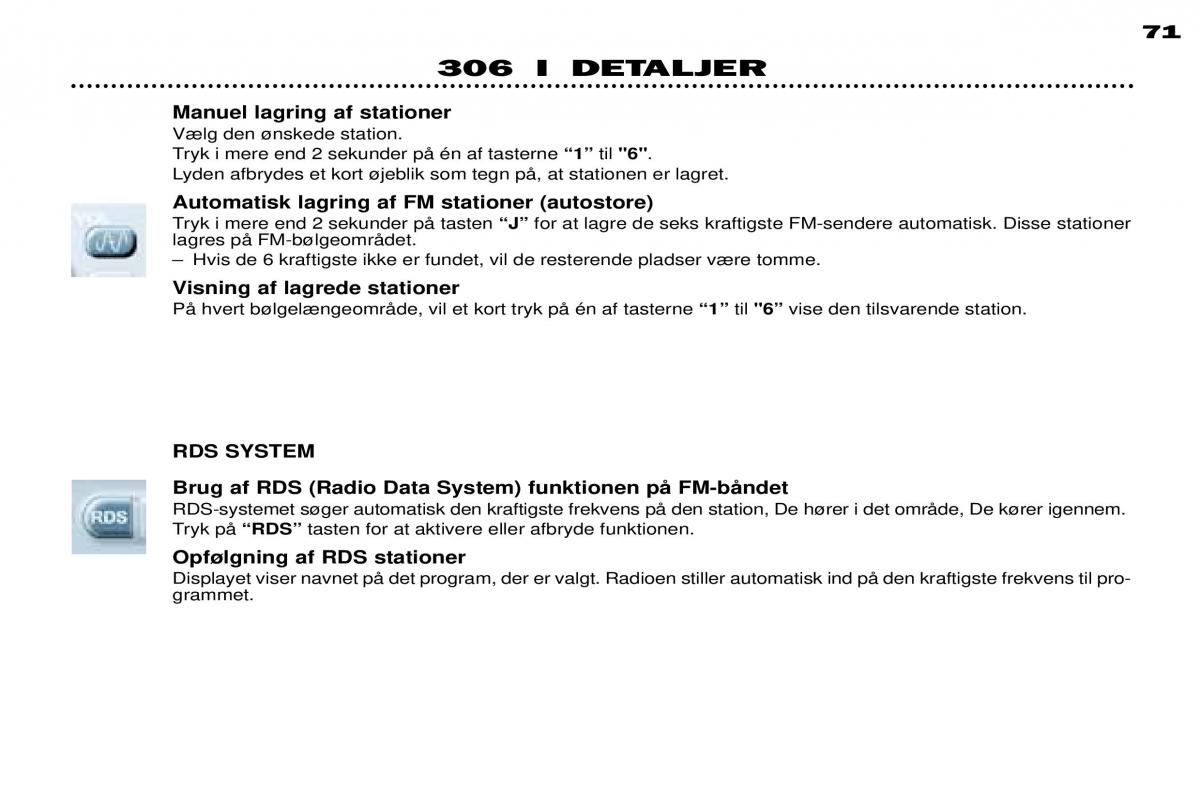 Peugeot 306 Break PH3 Bilens instruktionsbog / page 48