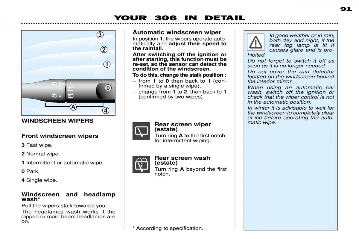 Peugeot 306 Break PH3 owners manual / page 80