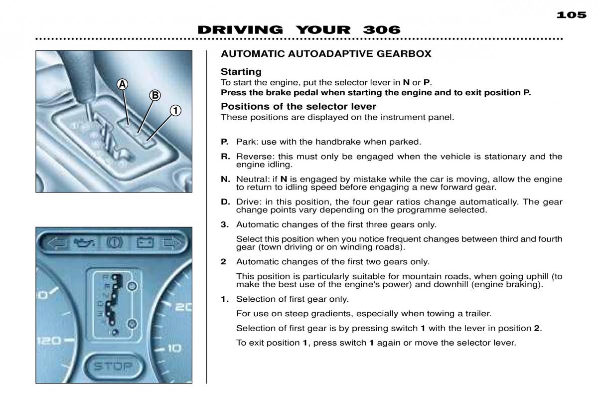 Peugeot 306 Break PH3 owners manual / page 86