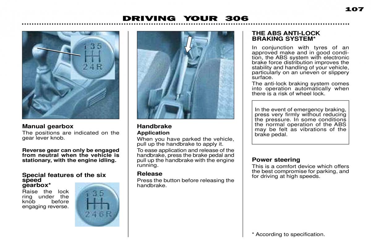 Peugeot 306 Break PH3 owners manual / page 88