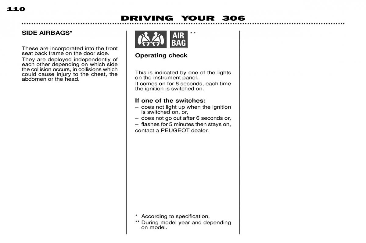 Peugeot 306 Break PH3 owners manual / page 91