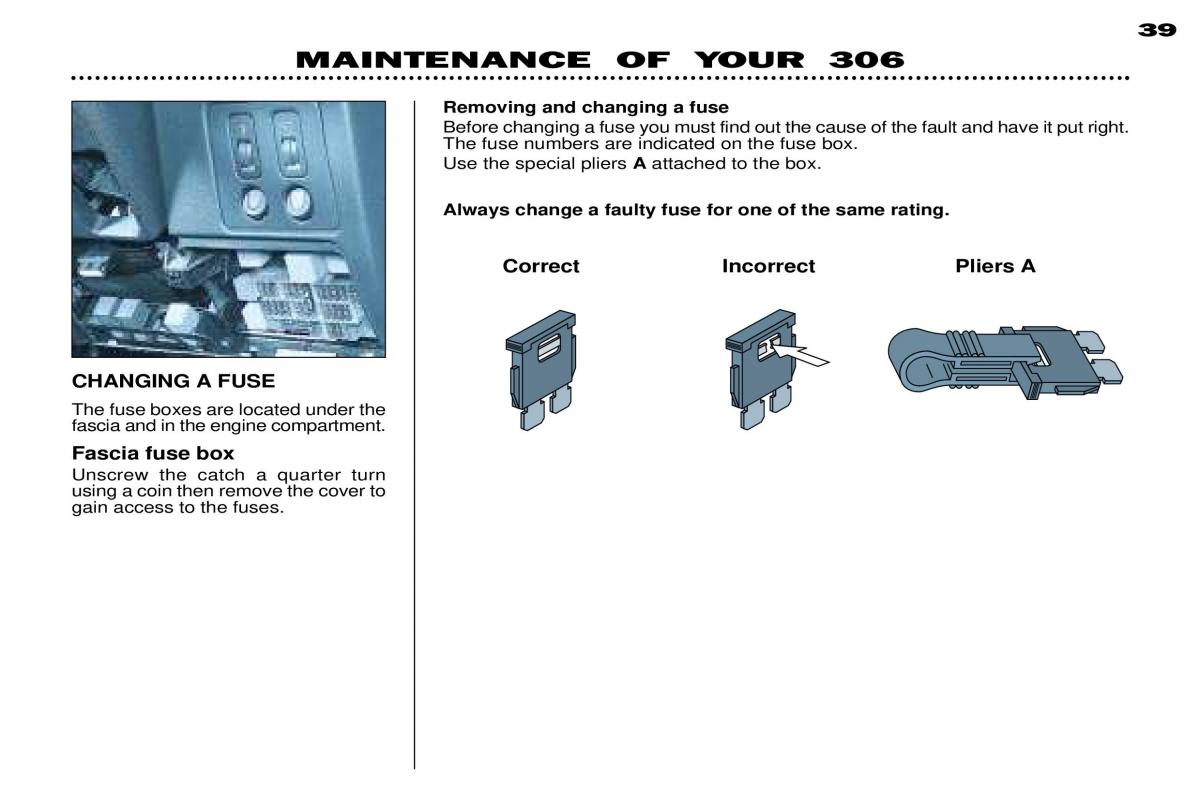 Peugeot 306 Break PH3 owners manual / page 110