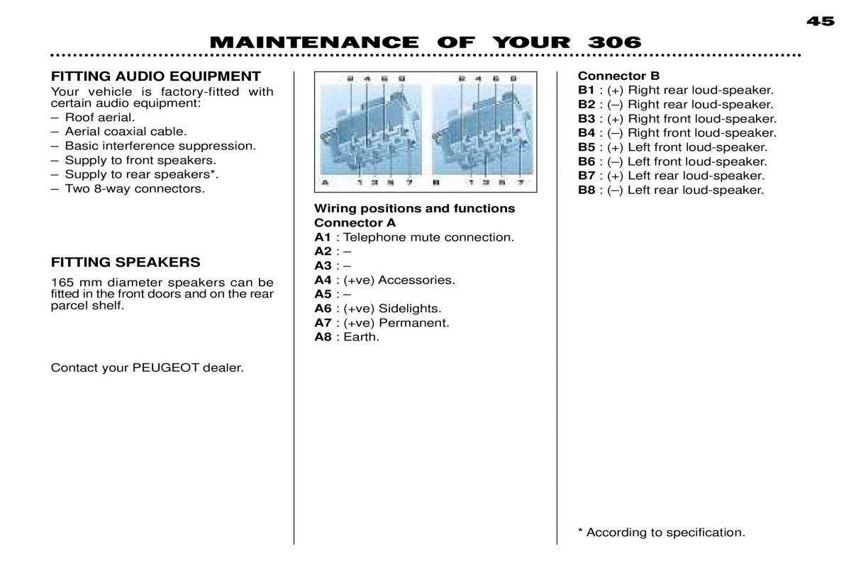 Peugeot 306 Break PH3 owners manual / page 117