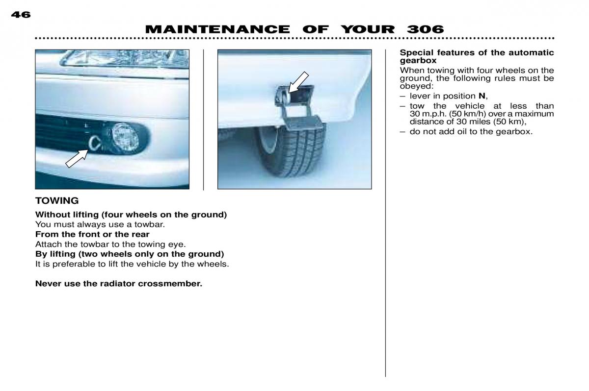 Peugeot 306 Break PH3 owners manual / page 118