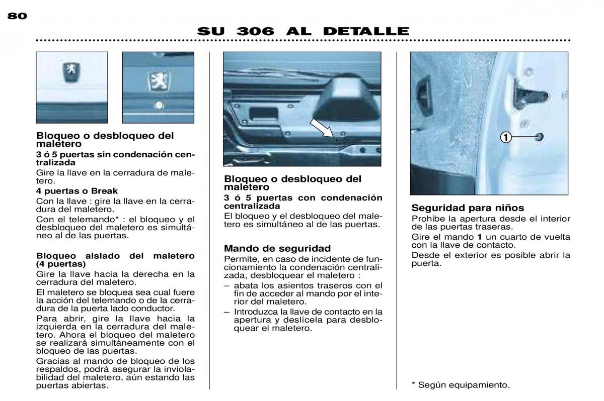 Peugeot 306 Break PH3 manual del propietario / page 72