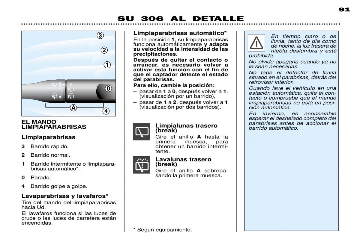 Peugeot 306 Break PH3 manual del propietario / page 76