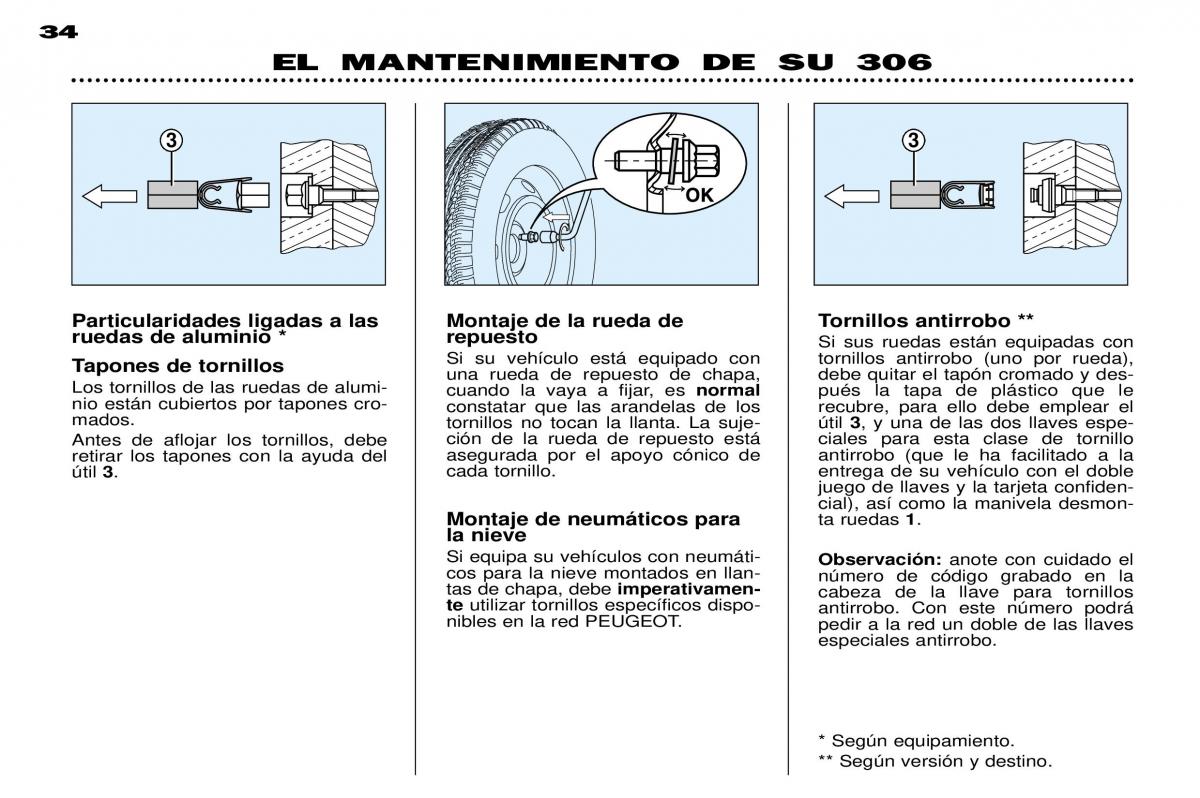 Peugeot 306 Break PH3 manual del propietario / page 100