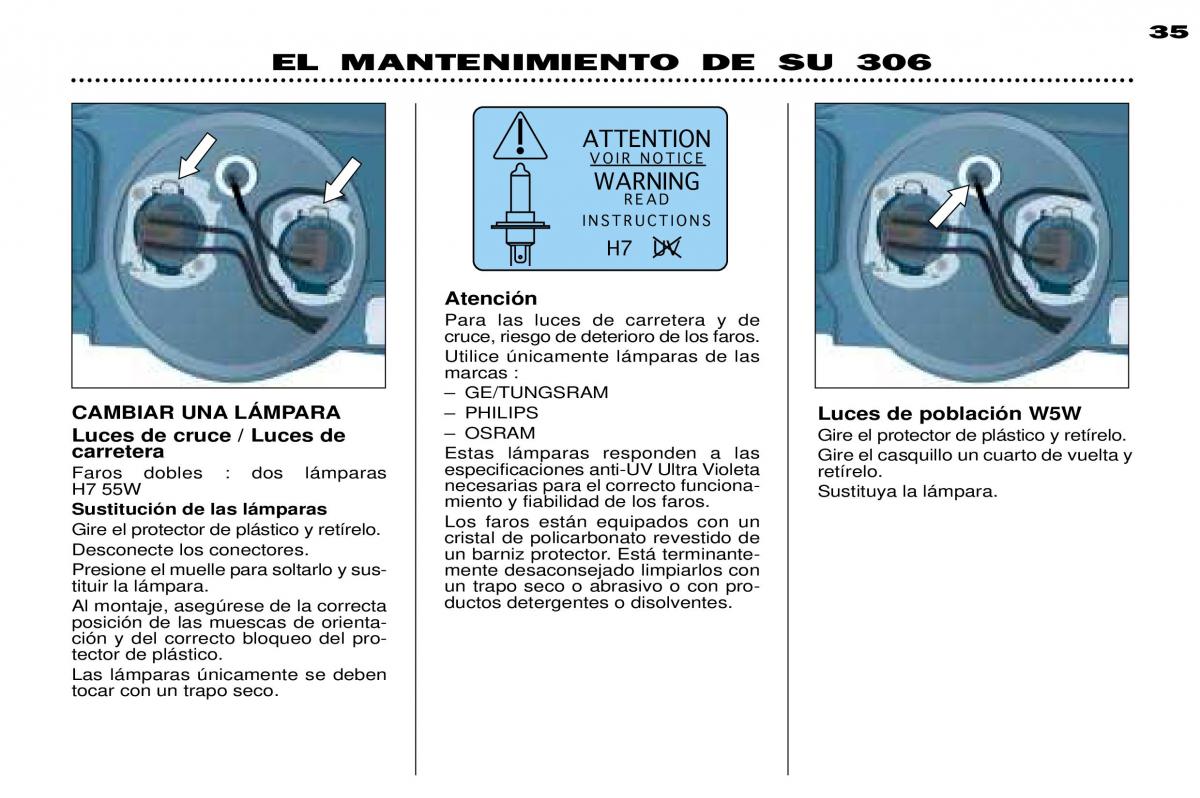 Peugeot 306 Break PH3 manual del propietario / page 101