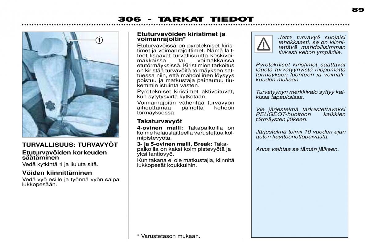 Peugeot 306 Break PH3 omistajan kasikirja / page 69