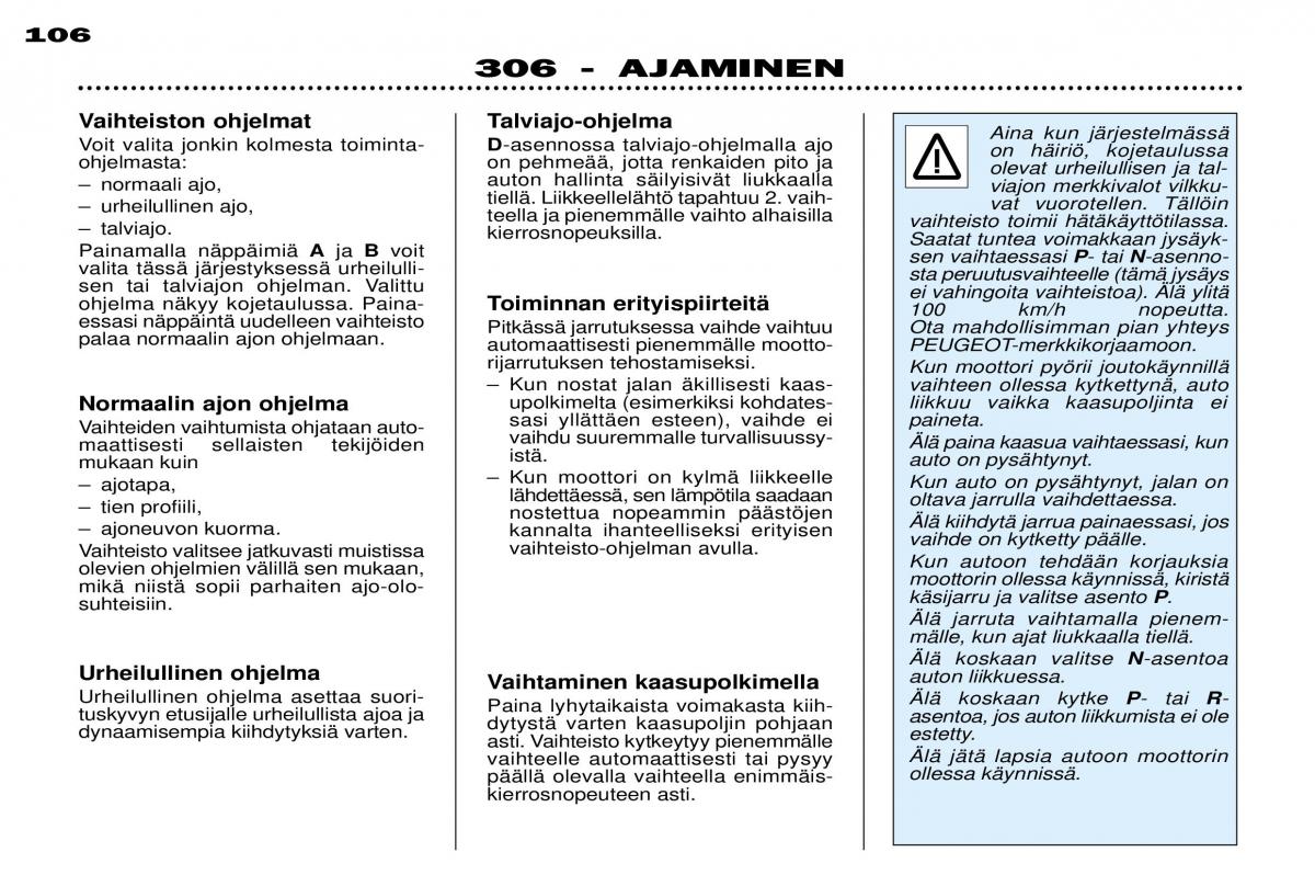 Peugeot 306 Break PH3 omistajan kasikirja / page 83