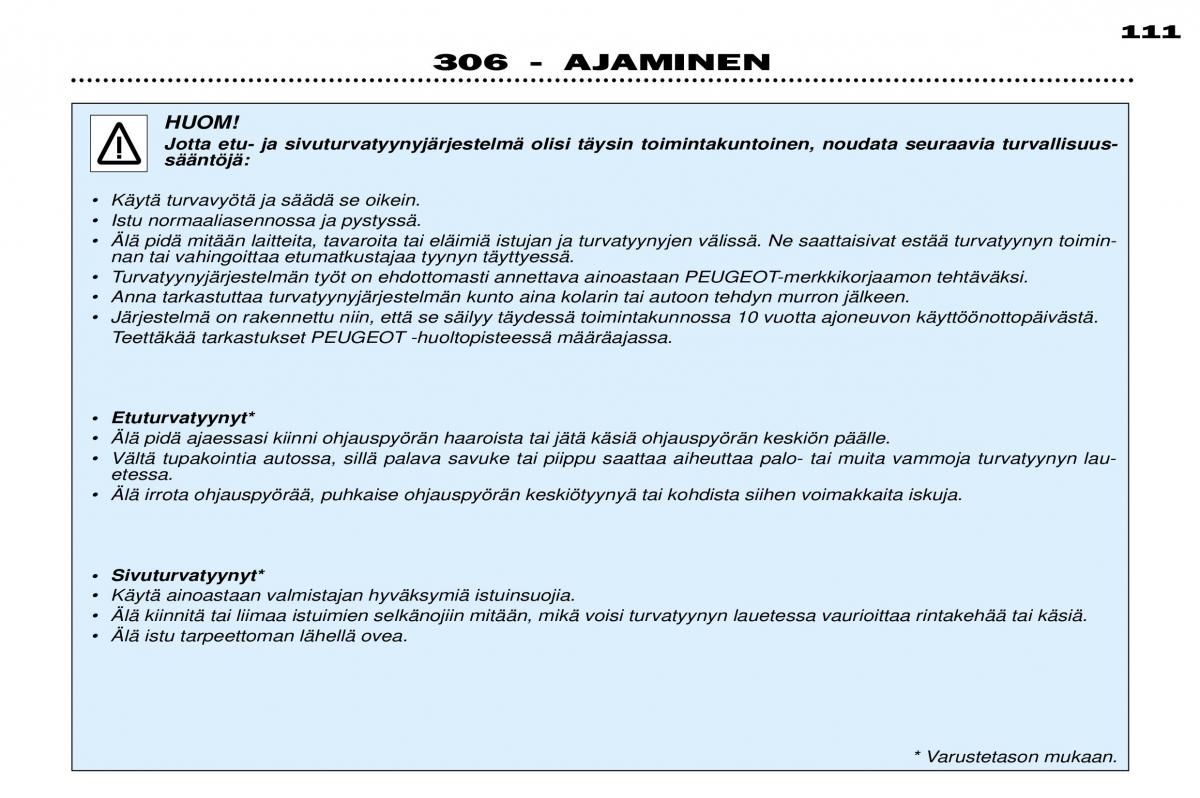 Peugeot 306 Break PH3 omistajan kasikirja / page 88