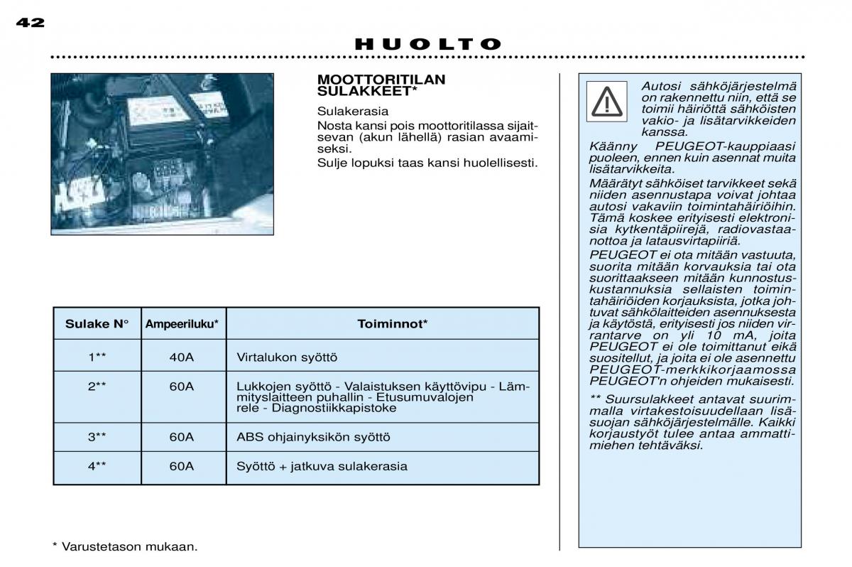 Peugeot 306 Break PH3 omistajan kasikirja / page 107