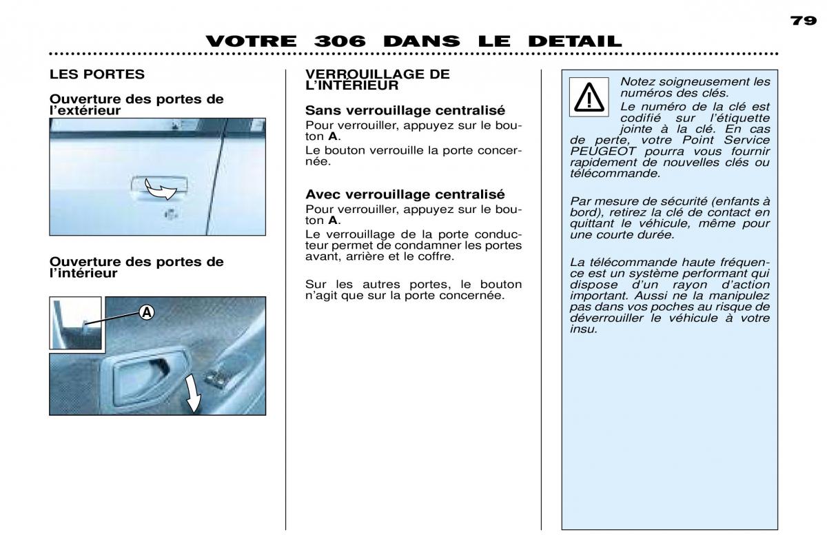 Peugeot 306 Break PH3 manuel du proprietaire / page 61