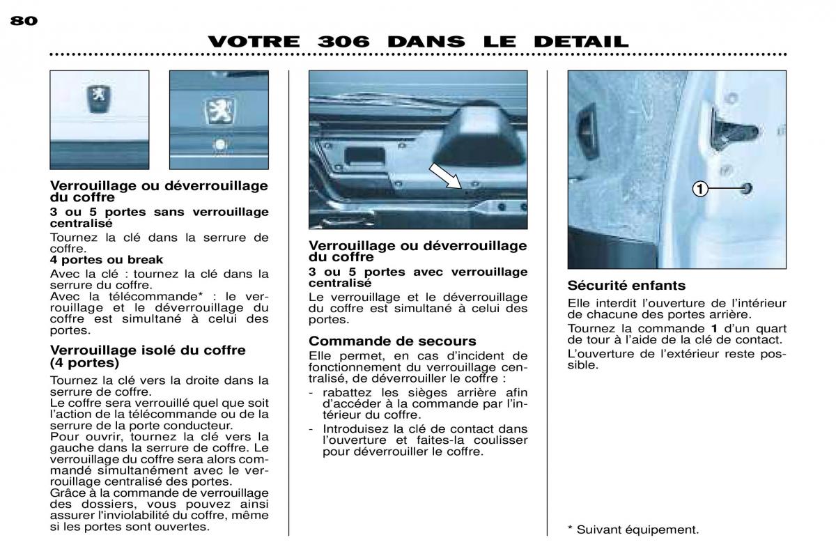 Peugeot 306 Break PH3 manuel du proprietaire / page 62