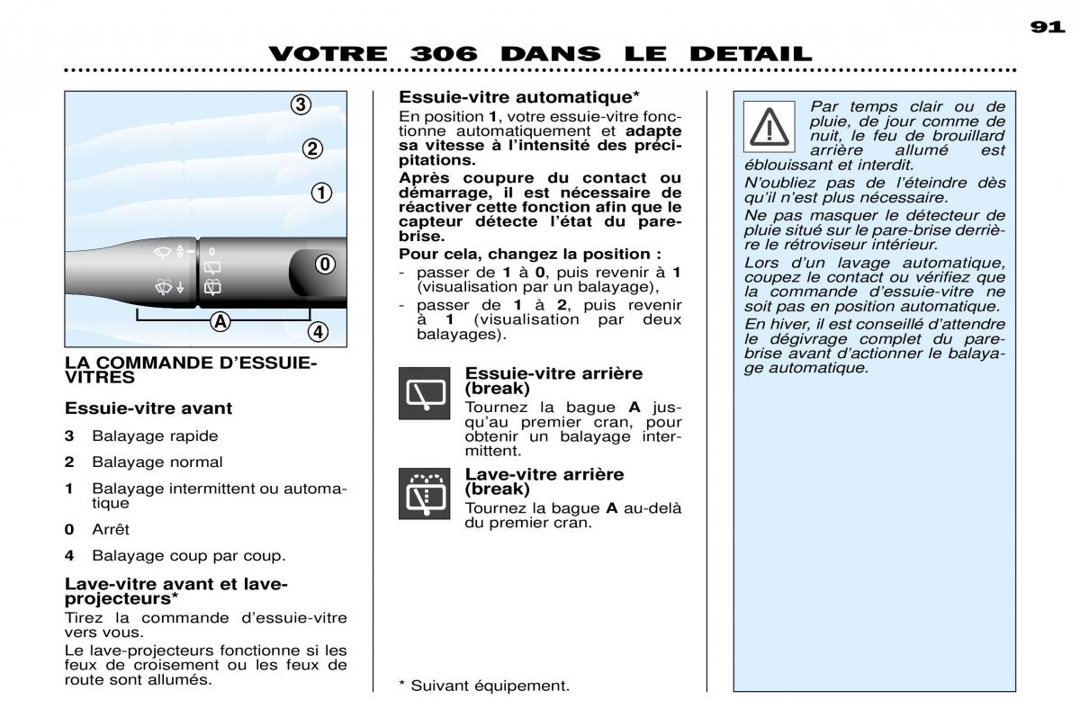 Peugeot 306 Break PH3 manuel du proprietaire / page 65